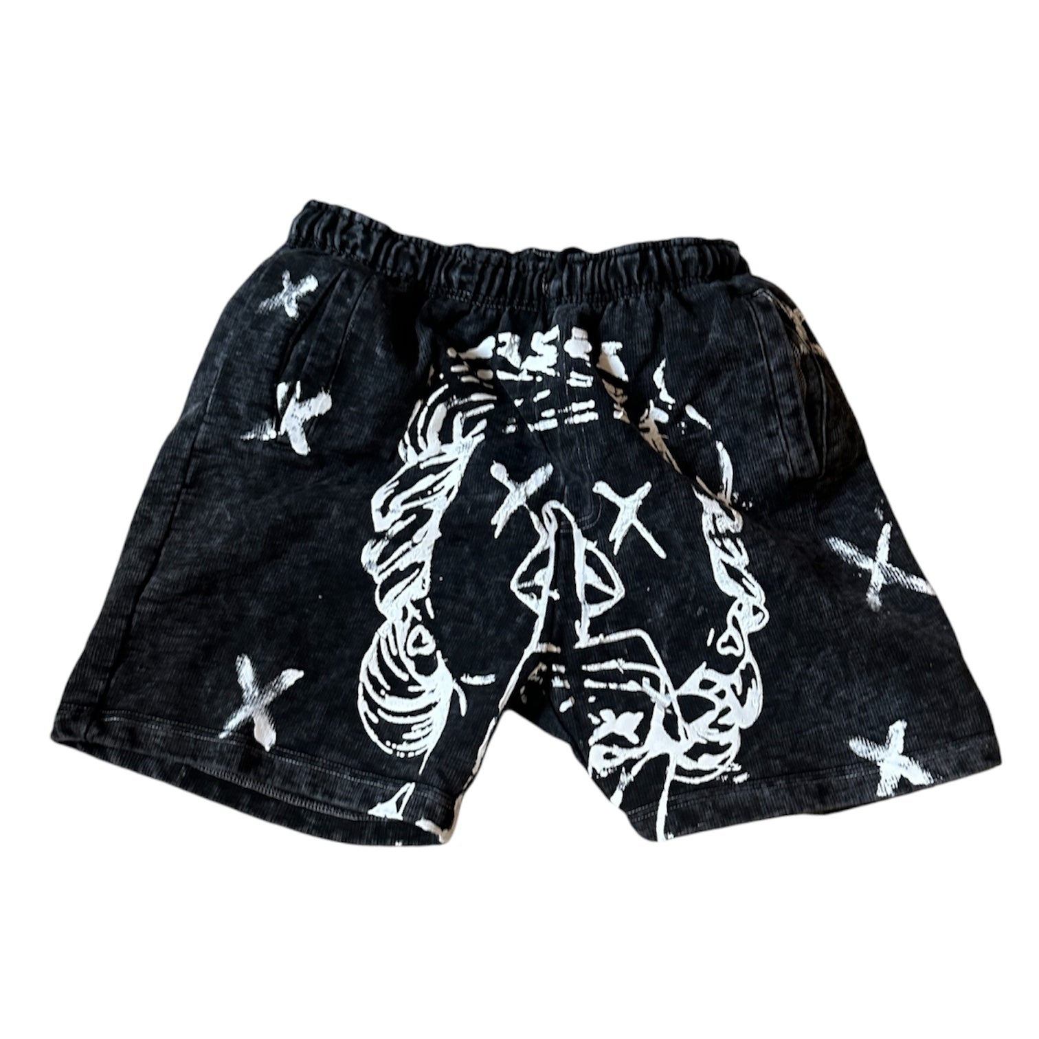 Acid Washed Black/White Shorts